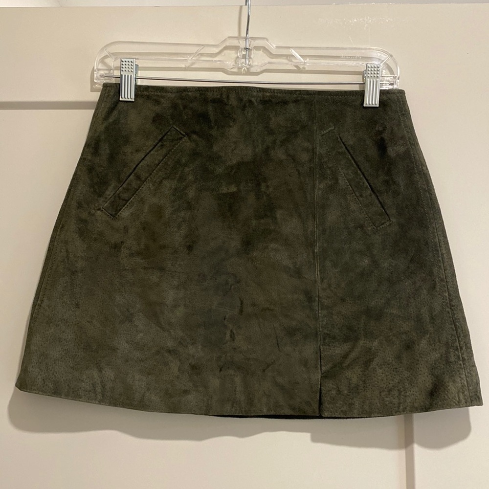 Blank NYC dark green suede mini skirt